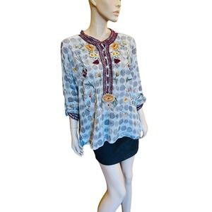 Johnny Was Multicolor Embroidered Blouse